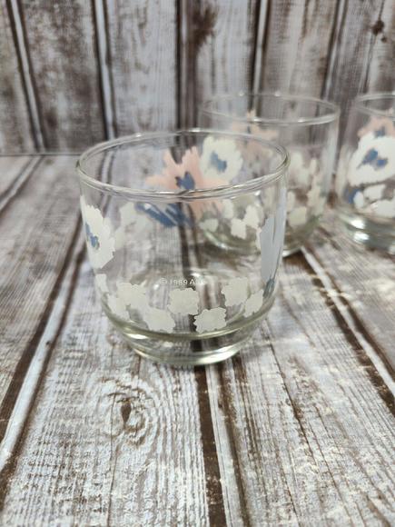 1989 Anchor Hocking Lowball Glasses Pastel Floral Juice Tumblers Set of 4 EUC - Picture 9 of 10